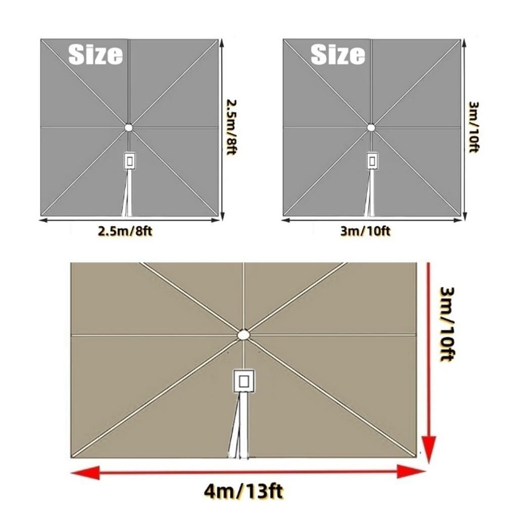 Tessuto di Ricambio per Ombrellone Quadrato 3x3m 3x4m 8 Stecche Telo di Ricambio per Ombrellone Giardino A Sbalzo Baldacchino Impermeabile UV50(Burgundy,2.5x2.5m (8x8ft))