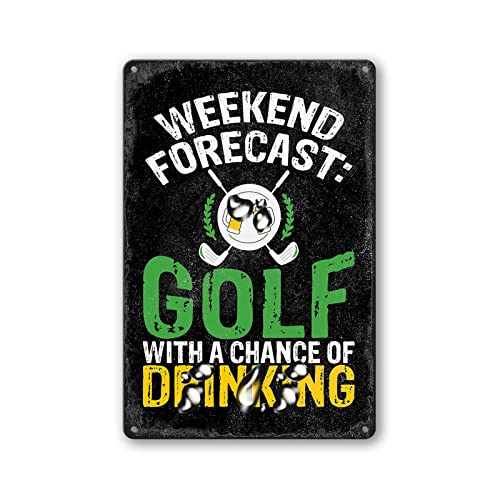 Golfschild Metallschilder Vintage Lustige Blechschilder für Männerhöhle Schilder und Dekor Vorsicht Golfwagen Vintage und Retro Schilder Personalisierte Golf-Themendekoration 20,3 x 30,5 cm