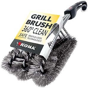 Kona 360/Clean Grill Brush – Powerful 30-Second Grill Cleaner – The World’s Best Grill Brush, Bristle | Free of Brass Wire & Safe BBQ Grill Brush, BBQ Brush Accessory for Grill Cleaning Kit – 18 Inch