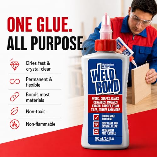 Image of Weldbond Multi-Surface Glue Non Toxic for Mosaic Wood Ceramic Craft 5.4oz | Non Toxic Glue Dries Crystal Clear Heavy Duty Adhesive Glue for Craft, Ceramic, Wood Working, Glass, Porcelain, Tile and more