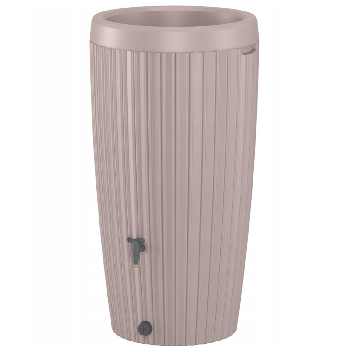B2c Grey-Beige Rainwater Tank Water Butt Plastic Rain Collector Container 240L + Connection Kit Cistern Barrel For Garden Irrigation Plant Flower Insert With Tap & Connectors (Grey-Beige)