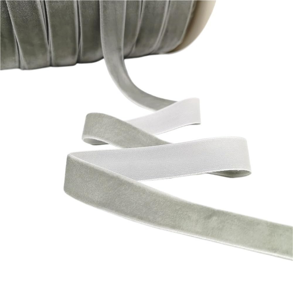 WEITINGKKK Ribbons for Gift Wrapping, Wedding Decor Ribbons 5 Yards Multicolor Velvet Ribbon 6-25mm Handmade Fringe Fabric(Light Grey,20mm)