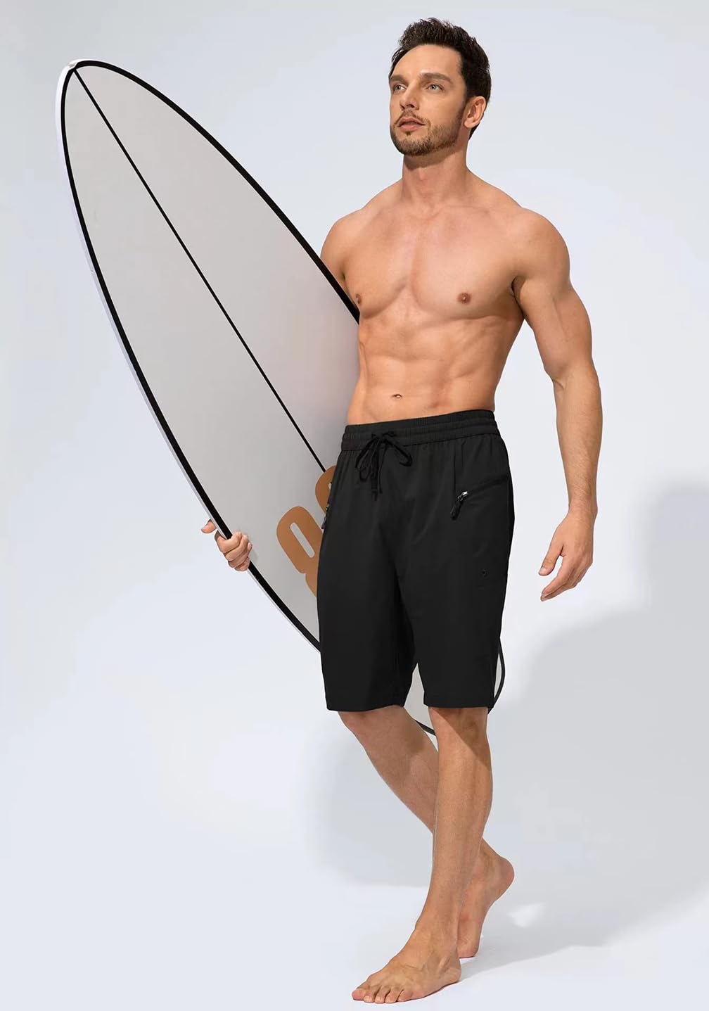 Tansozer Short de bain pour homme - Séchage rapide - Avec poche zippée