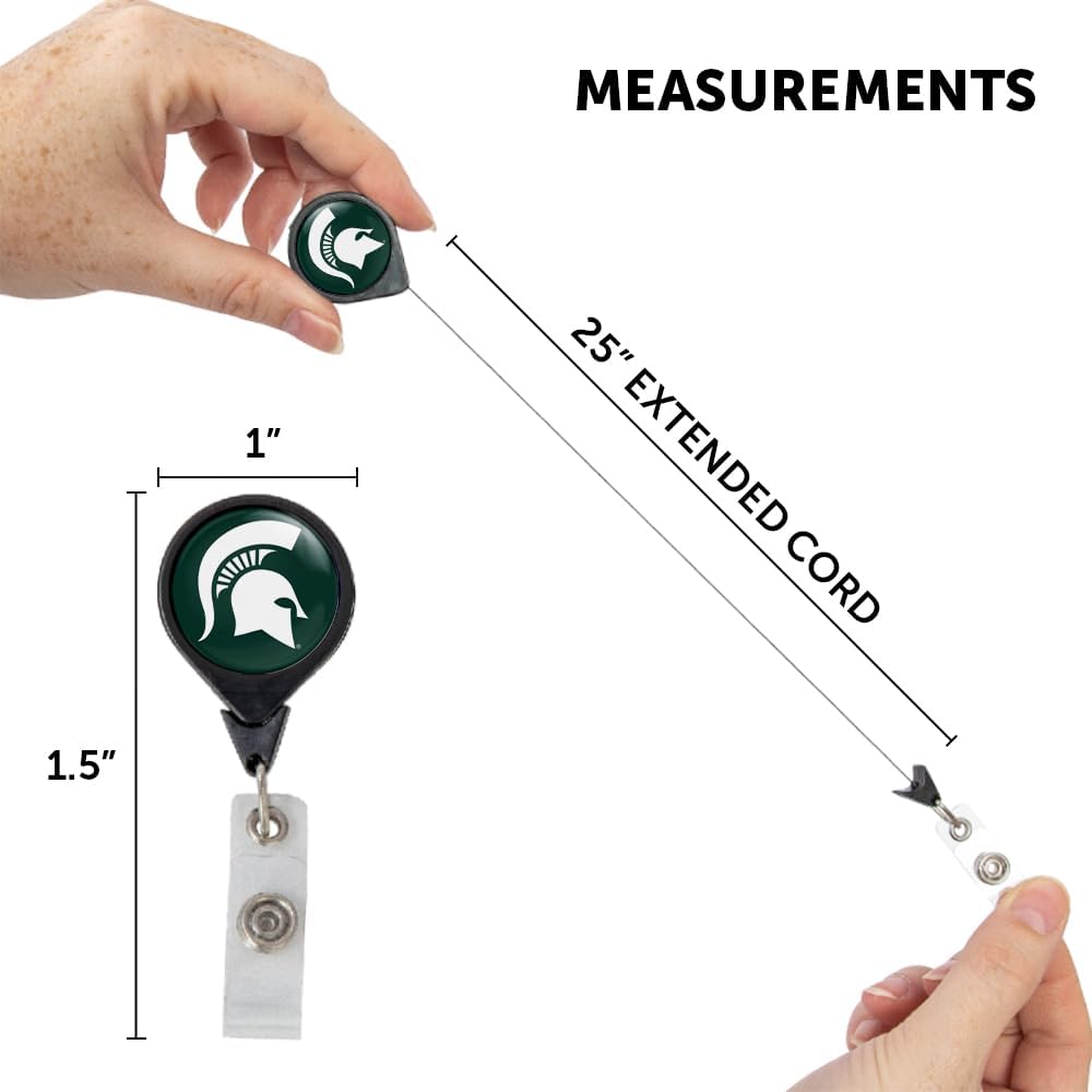 Desert Cactus Michigan State University Retractable Badge Holder Spartans MSU ID Reel with Ticket Clip for Lanyard, Work, School & Office Access
