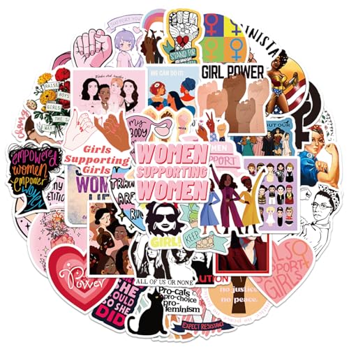 GirlPower Stickers Set 50 Stück, Graffiti Wasserdichte Vinyl Aufkleber Deko für Laptop, Wasserflasche, Reisekoffer, Gepäck, Gitarre, Helm, Handyhülle, Kühlschränk, Tagebuch, Scrapbook