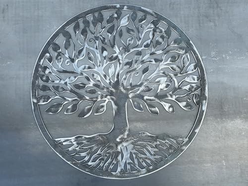 Décoration Murale Métal Arbre de Vie Objet Suspendu Rond Style Celtique