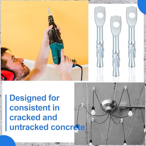 Pasimy PASIMY-EXPANSION-12 50 Pcs Eye Bolt Wedge Concrete Anchor 1/4 X 2 Inch Expansion Acoustical Ceiling Anchor Galvanized Carbon Steel Wedge Expansion Anchor thumb #4