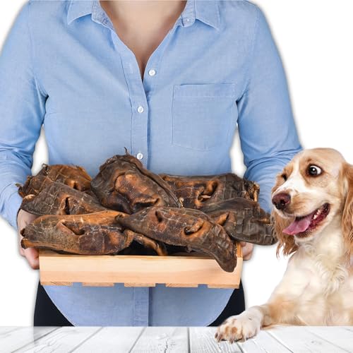 Rindernasen für Hunde 1kg 4 Stück | Getrocknete Rindernasen Kausnack | 100% natürlich | Getreidefrei | Luftgetrocknet | Kauartikel für kleine & große Hunde