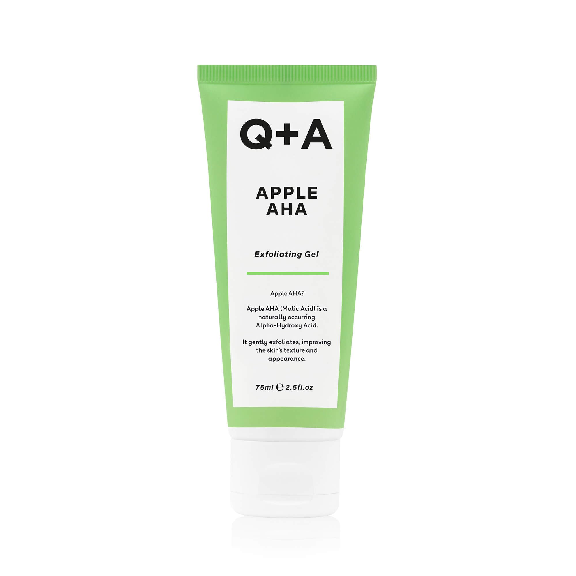 Q+A Apple AHA Exfoliating Gel | 75ml | Gentle Exfoliation with Malic Acid, Glycolic Acid, and Apple Extracts