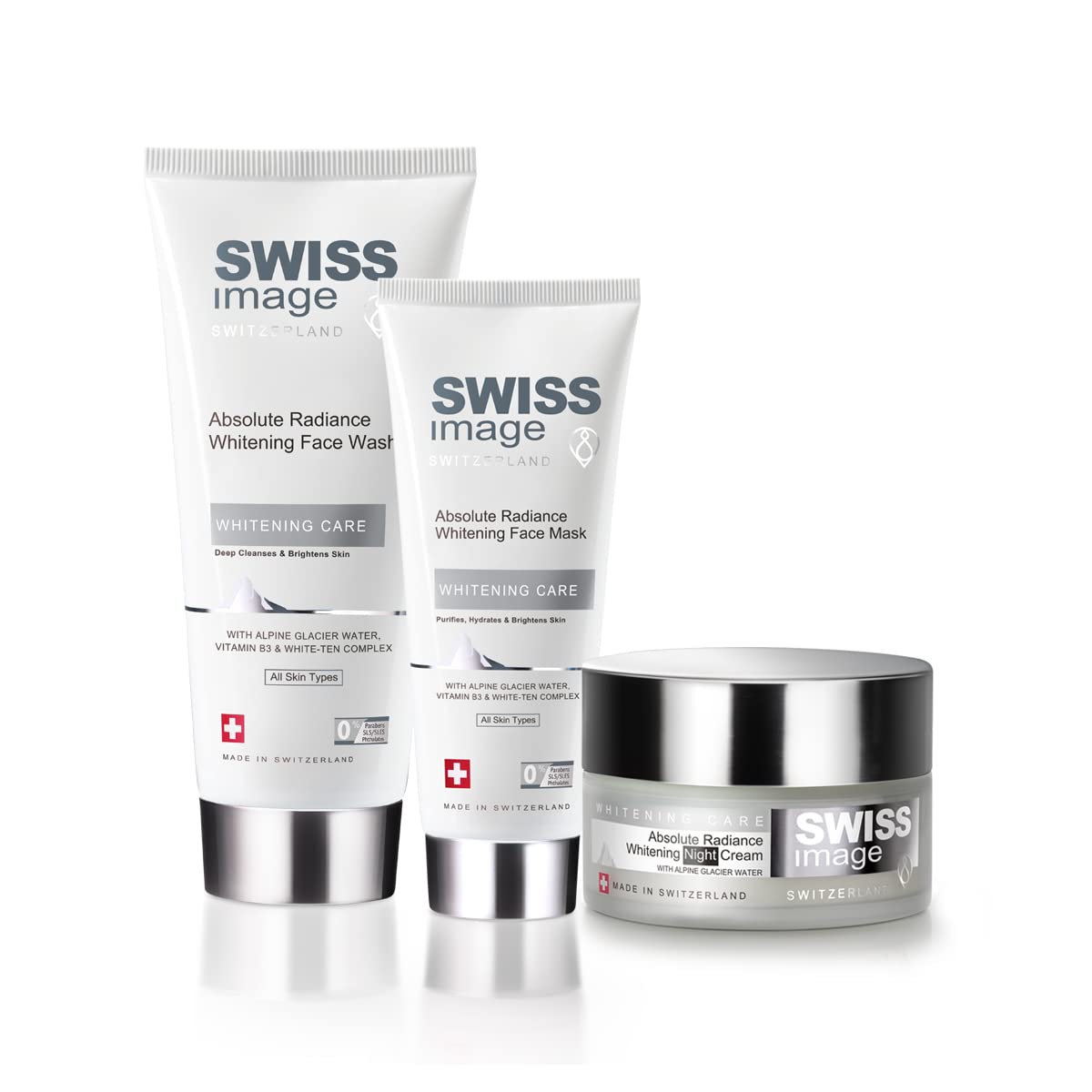 Swiss Image Brightening Night Skin Care Kit- Face Wash 200ml, Face Mask 75ml & Night Cream 50ml, Reduces Dark Spots & Pigmentation for Even Toned Skin