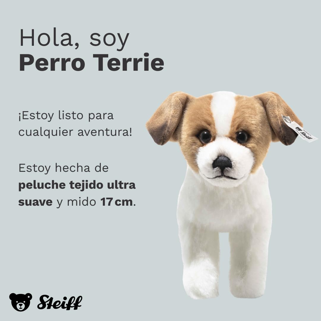 Steiff Peluche Perro Terrie, Peluche Adorable con Ojos de plástico, para niños y niñas, Peluche 17 cm, Multicolor, 076060