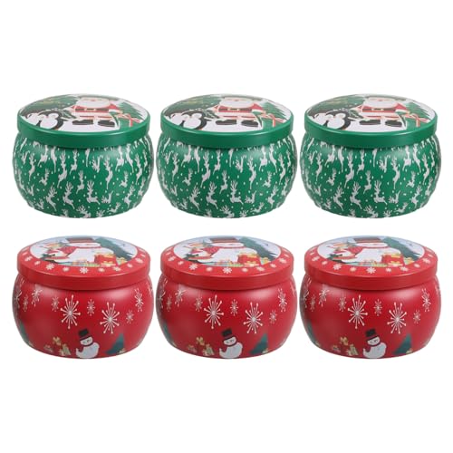 Tarro de lata de hierro para velas navideñas de 4.4oz BESTonZON, pack de 6 piezas redondas 2