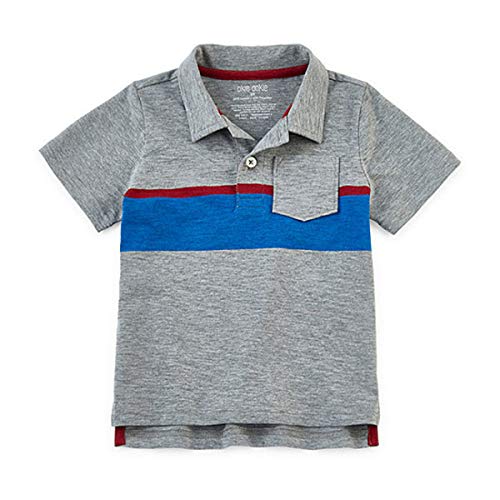Okie Dokie Boys Point Collar Short Sleeve Polo Shirt Toddler (H Grey 25, 4t)