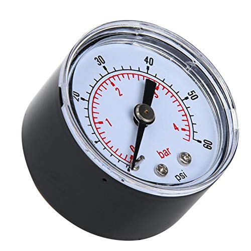 Fafeicy 0-60psi 0-4bar Mechanisches Manometer, mit Doppelmaß Zeiger, 1/8-Zoll-BSPT-Gewindeanschluss, für Luft Öl Wasser, 4,1 x 4,1 x 3,8 cm (0-60psi, 0-4bar)