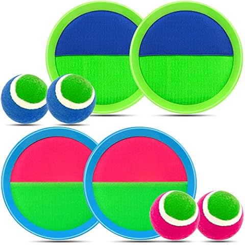 Homotte Toss and Catch Ball Set for Kids Age 3 4 5 6 7 8+ Catch Game Toys, Outdoor Playground Ball Game Set, Outside Toys Backyard Catch Ball Set with 4 Rackets, 4 Balls, 2 Bags Cover