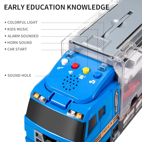 image for TEMI Transport Cars Carrier Set Toys w/Play Mat, Die-cast Vehicles Tru