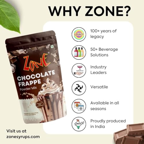 Image of Zone Chocolate Frappe Powder | Premium Cafe-Style Frappe Base for Cold Coffees, Milkshakes, Mochas, Iced Coffees & Desserts | Smooth & Creamy Instant Mix | 1kg Pack - More Servings, Perfect For Cafe Restaurants & Professional Use