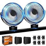 GODCTSUP Upgrade Golf Cart Fan Rechargeable with Magnetic Base, Portable 12000mAh Magnetic Fan with 4 Speeds, LED Lantern, Fits Club Car EZGO YAMAHA Golf Cart & Cruise Ship Accessories, 2PCS