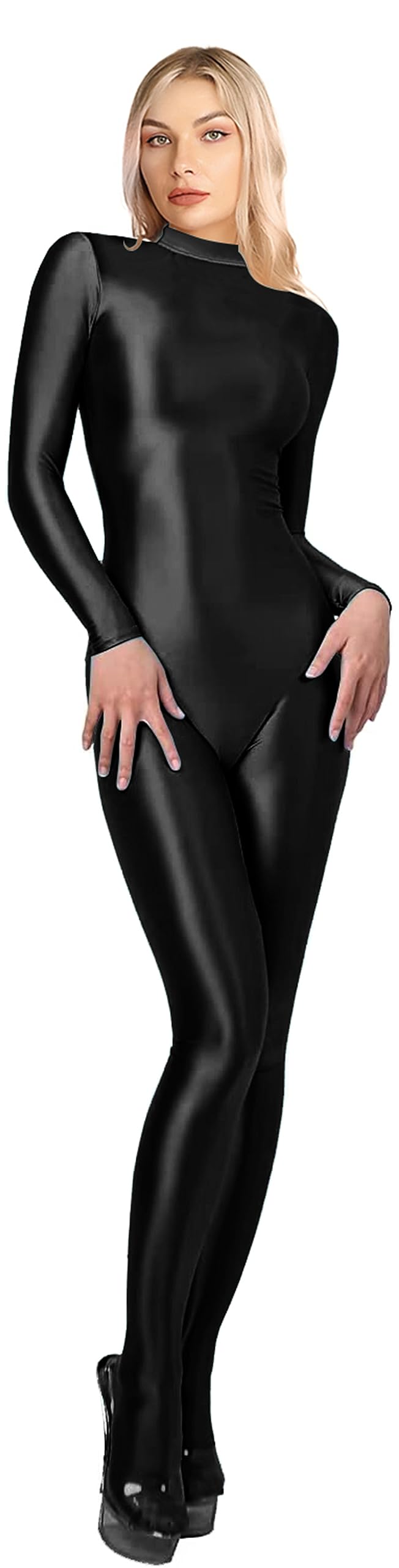Maillot de Bain Une pièce Opaque Brillant 200D hautement Extensible avec Fermeture éclair dans Le Dos