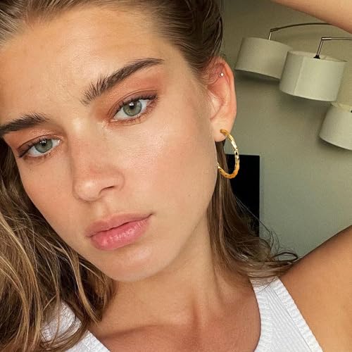 Clip On Hoop Earrings for Women Non Pierced Ears,Gold Clip On Earrings Non Piercing Big Stainless Steel Fake Hoops Lightweight 30-60mm2