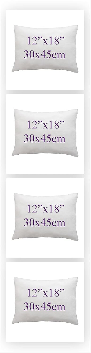 Chilimilii White Set Of 4 Hollow Fibre Cushion Pads- Bounce Back Cushions For Sofa & Couches-Square- Anti Allergy-Standard Stuffer Pack Of Cushion Inserts (12X18 (30X45cm))