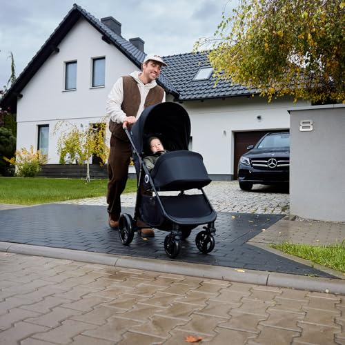Image of Kinderkraft Grande Plus Kinderkraft Buggy from Birth to 48.5 lb, one-Hand Folding, Reclining Position, Large Canopy with Window, All 4 Wheels dampened, Spacious seat, Black