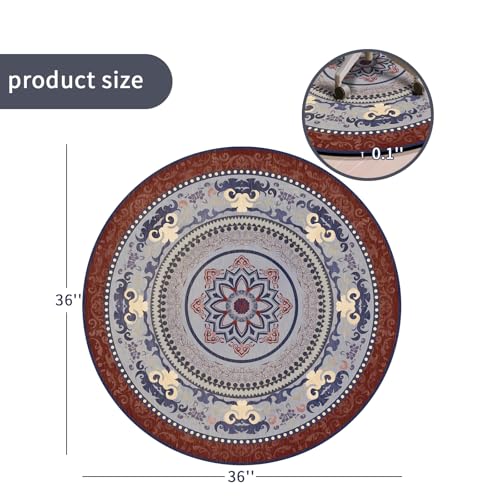 Tapete redondo fino y antideslizante vintage estilo boho miniatura 2