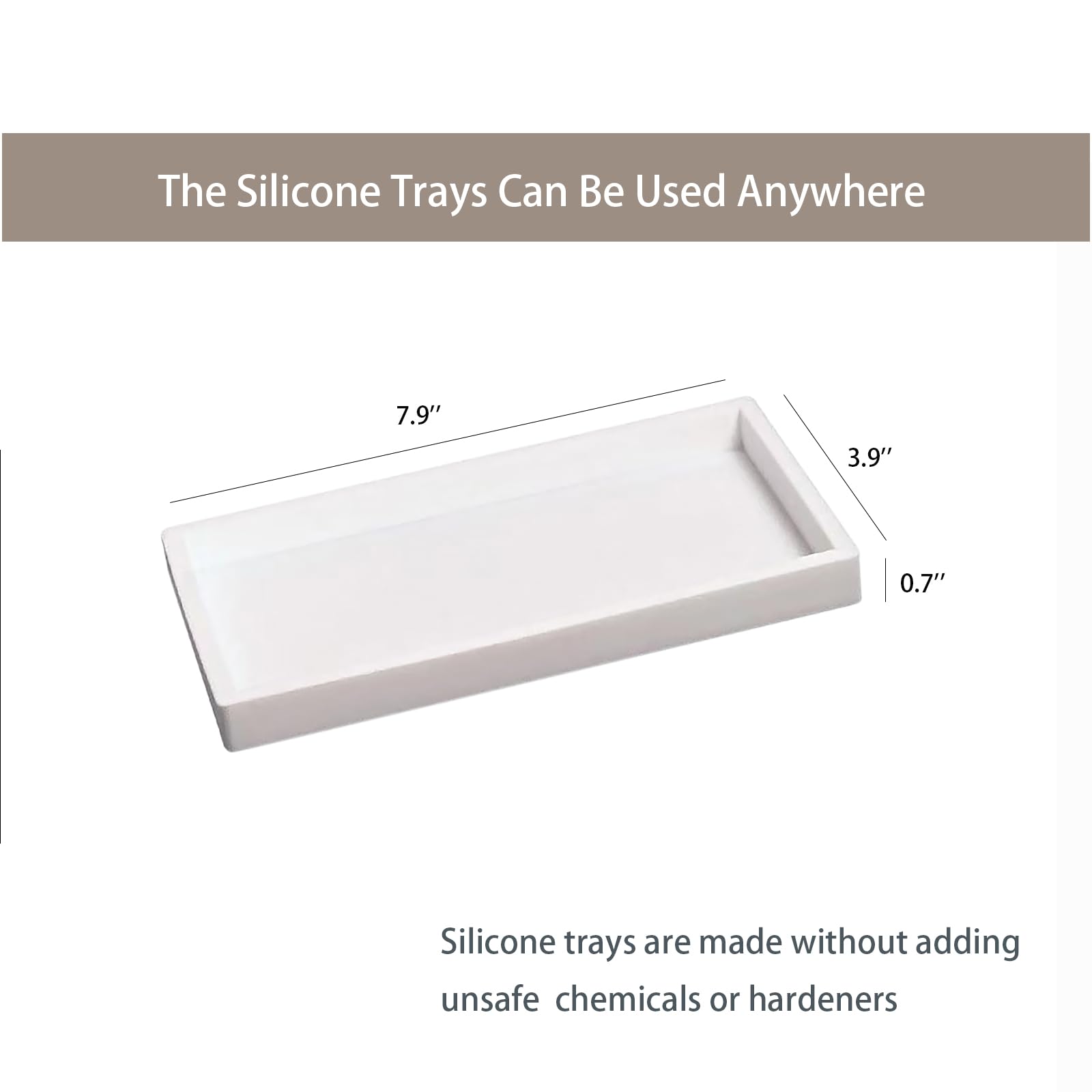 DTCSWACN Bathroom Vanity Tray, 8 x 4 inch Silicone Dresser Jewelry Ring Dish Tank Storage Kitchen Sink Countertop Organizer Plate Holder for Perfume Soap Towel Bathroom Accessories, Mini, White