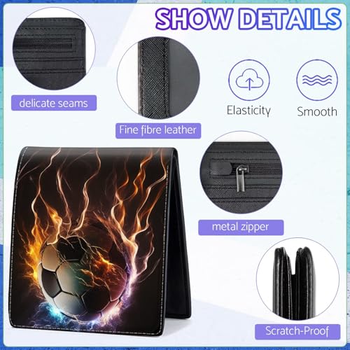 Image of Boys Soccer Wallet for Teens, Cool Kids Wallet for Boys Ages 8-10 9-12 11-15, Funny Leather Bifold Rfid Blocking, Coin Pocket Id Window for Teen Men Youth Guys Birthday Christmas Gifts