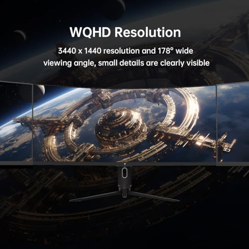 Image of KTC 34 Inch Ultrawide Monitor, 180Hz WQHD 3440X1440 Curved Gaming Monitor, 1500R PC Monitor, HDR, FreeSync & G-Sync, HDMI, DisplayPort, VESA, Tilt Swivel Height Pivot Adjustment, H34S18S