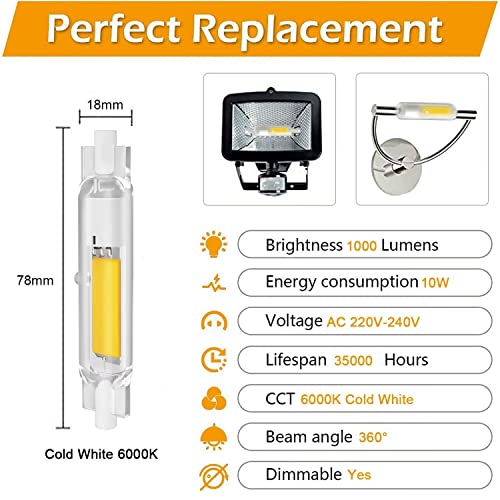 Lampadina LED R7S 78mm 10W Dimmerabile
