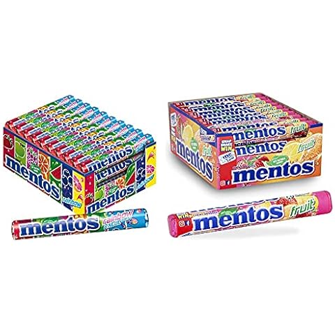 Mentos Rainbow, 40 Rollen fruchtiger Kaubonbons, Orange + Erdbeer + Apfel + Heidelbeere + Himbeere + Melone + Grapefruit & Fruit Dragees Cover