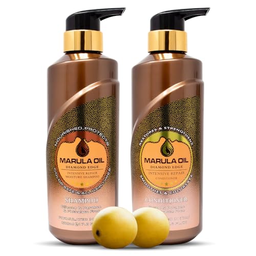 Marula Oil Shampoo and Conditioner Sets,Color Safe Ultra Moisture Sulfate Free Shampoo Conditioner Pack for All Hair Types, Moisturizing,Smoothing, Locks Moisture, Natural Repair, Pump Bottle