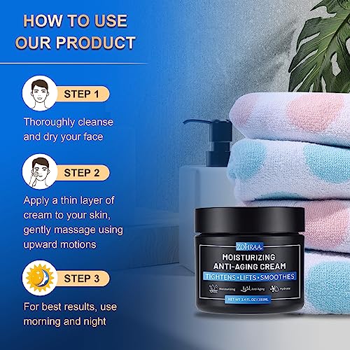 Men's Face Moisturizer Cream,Anti-Aging Cream For Men With Retinol, Hyaluronic Acid, Vitamins E, Jojoba Oil, Green Tea - Age Facial Skin Care - Day & Night Moisturizing Anti Wrinkle, 3.4 Oz #TOP4