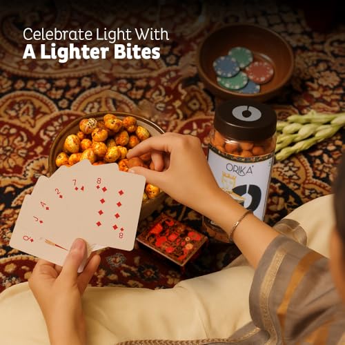 Image of Orika Royal Makhana Gift Box | Korean Magic, Creamy Truffle & Pink Salt Flavored Makhana with Premium Playing Cards | Luxury Healthy Snack Gift Hamper