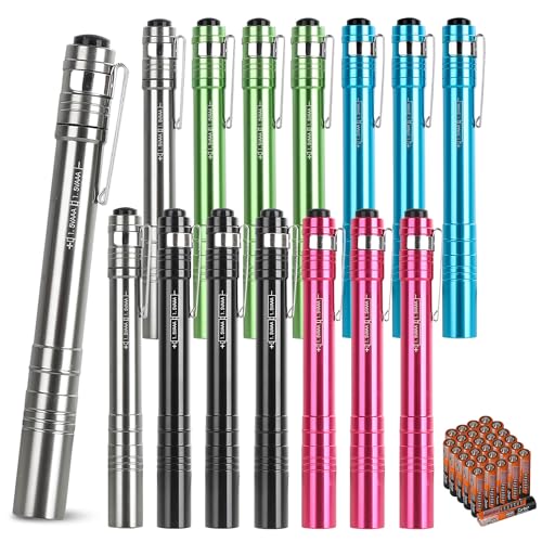 SEAMAGIC 15-Pack LED Penlight - Pocket Bulk Pen Light Flashlight with Clip, 30-Piece Dry Batteries...