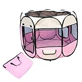 Pink Pet Tent Exercise Pen Playpen Dog Crate XS