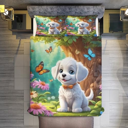 Housse de couette chien microfbre lit double pour chambre ado chaleureuse - 3