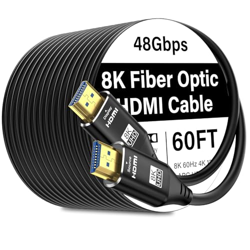 Câble HDMI 8K 60Hz 4K 120Hz cordon optique unidirectionnel fin 18m