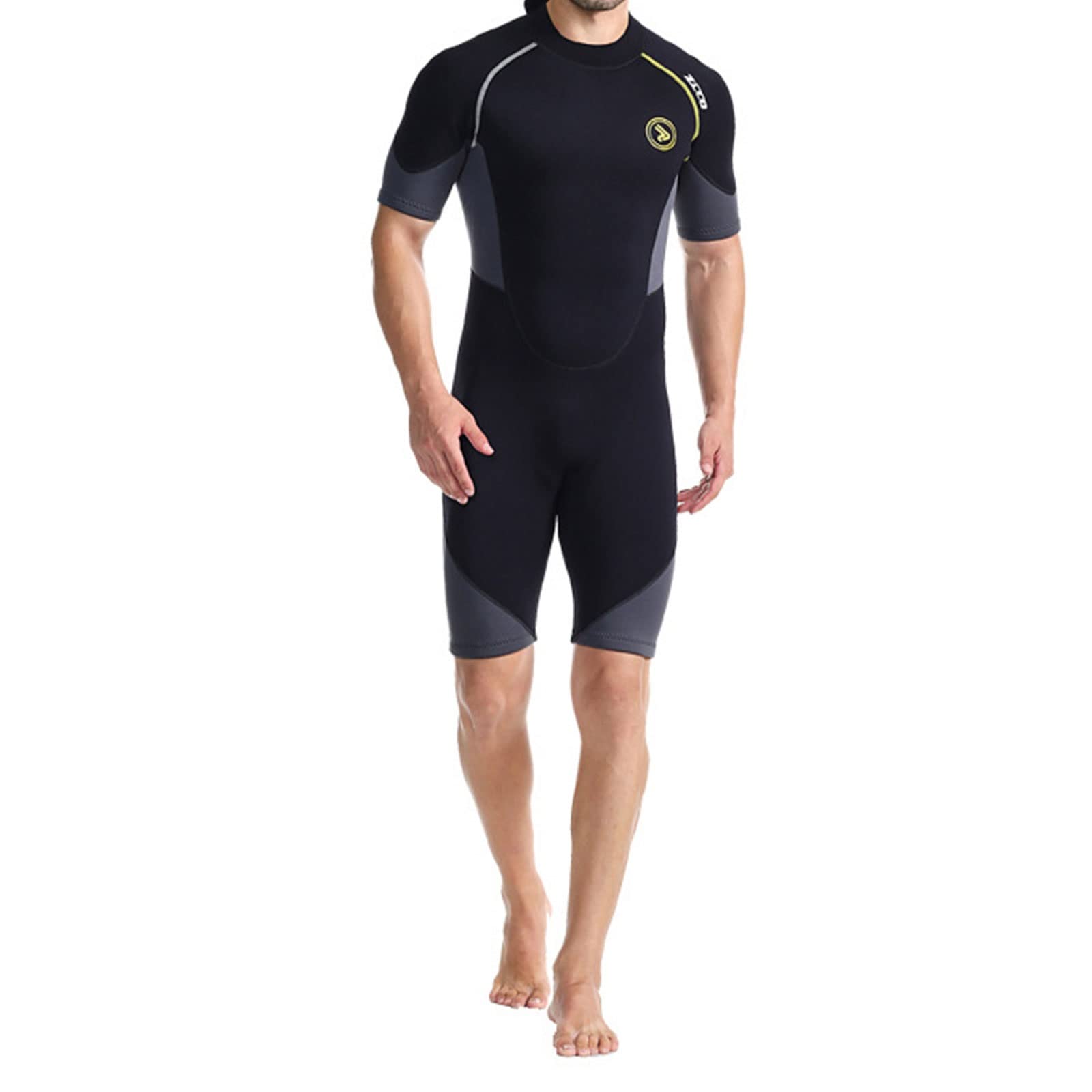 Kombinezon neoprenowy 1,5 mm Triathlon, męski jednoczęściowy, zagęszczony strój kąpielowy z krótkim rękawem, głębokie nurkowanie, kombinezony surfingowe (Color : Black, Size : L)