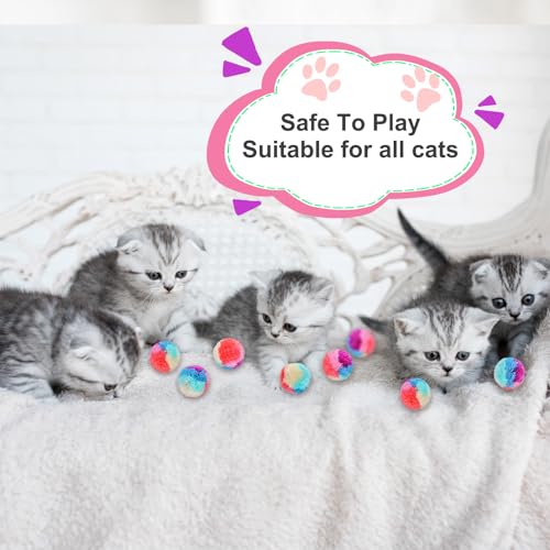 Bremorou 30 Stück Filzbälle Katzen Kleine Plüschbälle Regenbogen Katzenspielzeug Bälle Katzenbälle, Spielball Katzen, Bunt Katzenball, Weiche Katze Bälle, Interaktives für Haustierkatzen