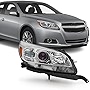 AKKON - For 13-15 Chevy Malibu LT/LTZ/Eco Models Chrome Headlight Front Lamp Passenger Right Side Driect Replacement