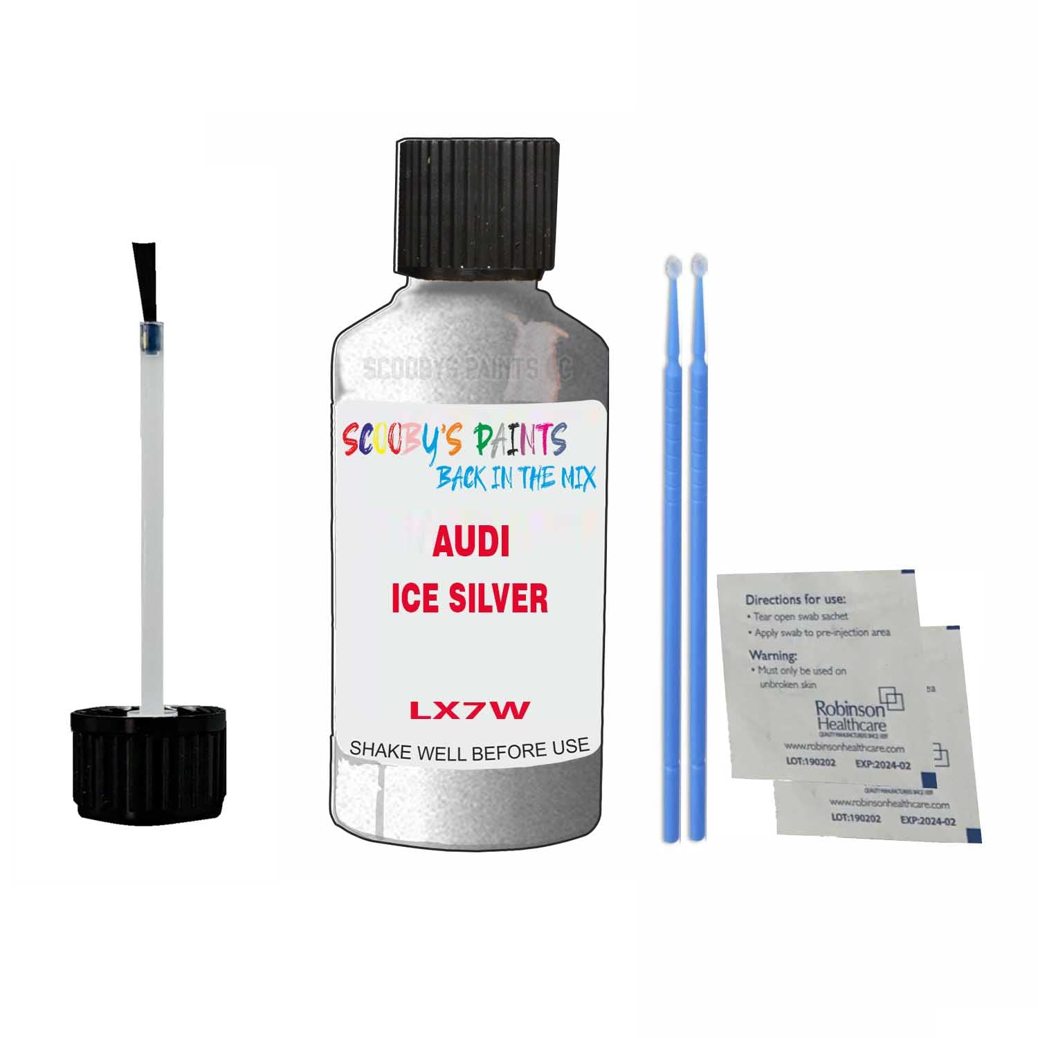 Scoobys Paints Back In The Mix Ice Silver Touch Up Paint For Audi Tt Lx7w 2007-2021 30Ml Bottle Brush Scratch Stone Chip Repair Pen