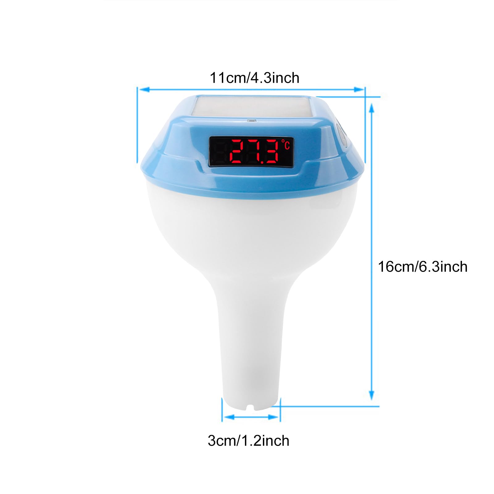 Walmeck Termometro Piscina Doppia Ricarica del Cavo Solare Display Display Blocco Bambino IP68 Waterproof [Swimming Pool Spa] (Cielo blu)