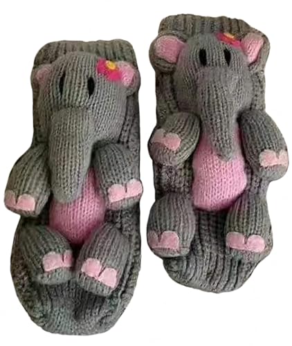Image of Women's Non-slip Household Floor Socks Knit Casual Animals Slippers Socks Christmas Stockings Decor