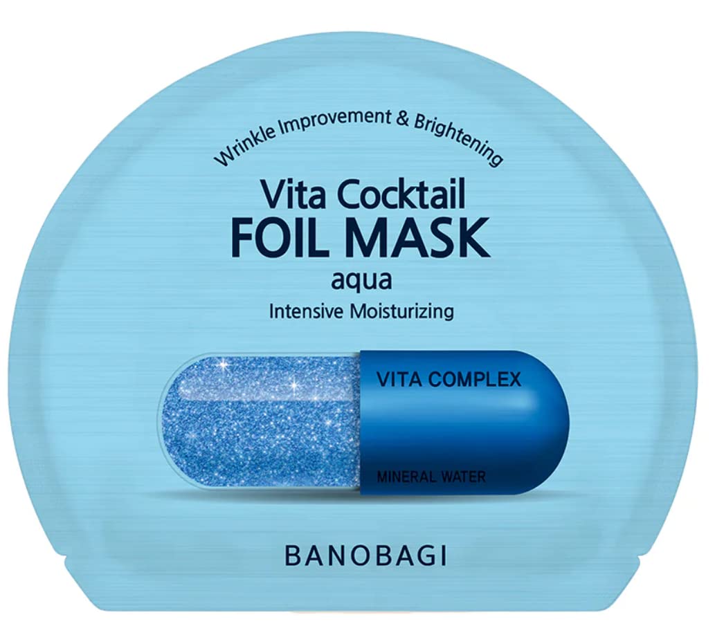 Vita Cocktail Aqua Foil Mask | Pore Minimizer Facial Mask Korean Face Mask Skin Care Sheet Masks for Face | Hydrating Face Masks Skincare w/Collagen & Witch Hazel Extract (Pack of 10)