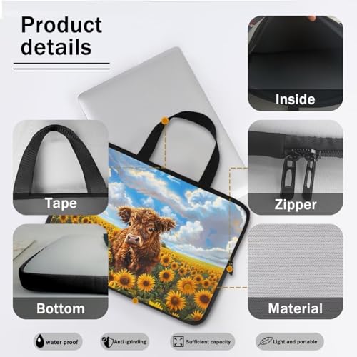 Funda para Laptop 17 pulgadas Estampado Sunflower Highland Cow miniatura 6