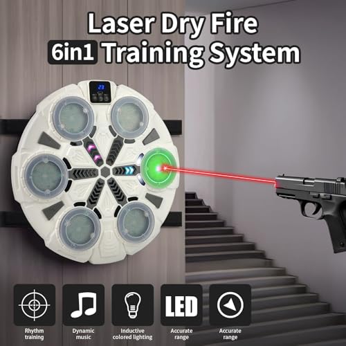 Image of ZBULAR 6-in-1 Laser Dry Fire Training Targets with Smart Bluetooth Music, LED Display, Multi-Angle Training, Type-C Charging, Compatible with 9mm /22lr /223 Bullets Bore Sight