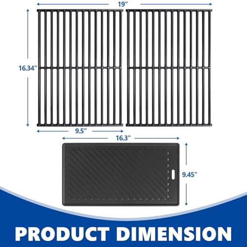 Image of SafBbcue Replacement Parts for Monument Mesa 400, 25392 and 13478, A005 Cast Iron Griddle and 98888 Cast Iron Grill Grates for Monument Grills 4-Burner Propane Gas Grill Accessories