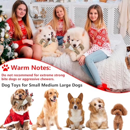 CHAWONER Weihnachtselch Plüsch Haustier Spielzeug - Interaktives Quietschspielzeug für Langeweile Xmas Dog & Puppy Tething Chew Toy, Perfekt für Kleine, Mittlere oder Große Hunde, Geburtstagsgeschenk